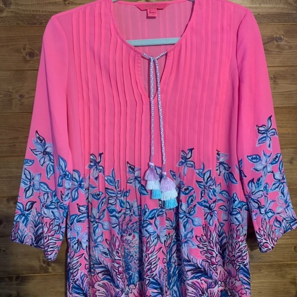 Pink Tropics Lucky Lady EUC Lilly Pulitzer Marilina Tunic Top